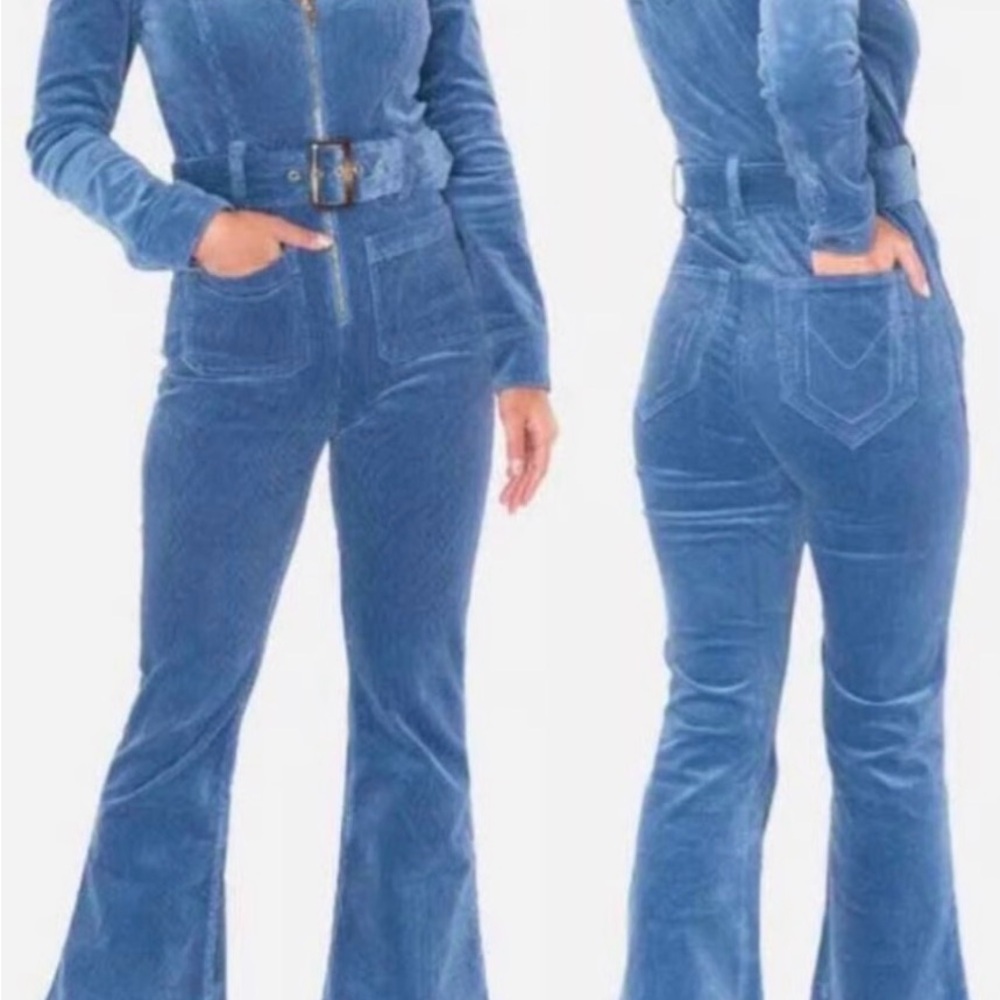 Show Me Your MuMu Blue Flare Jumpsuit